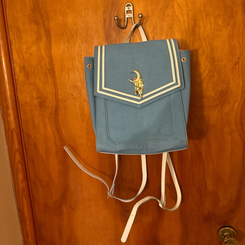 Stylish Blue Backpack with White Accents